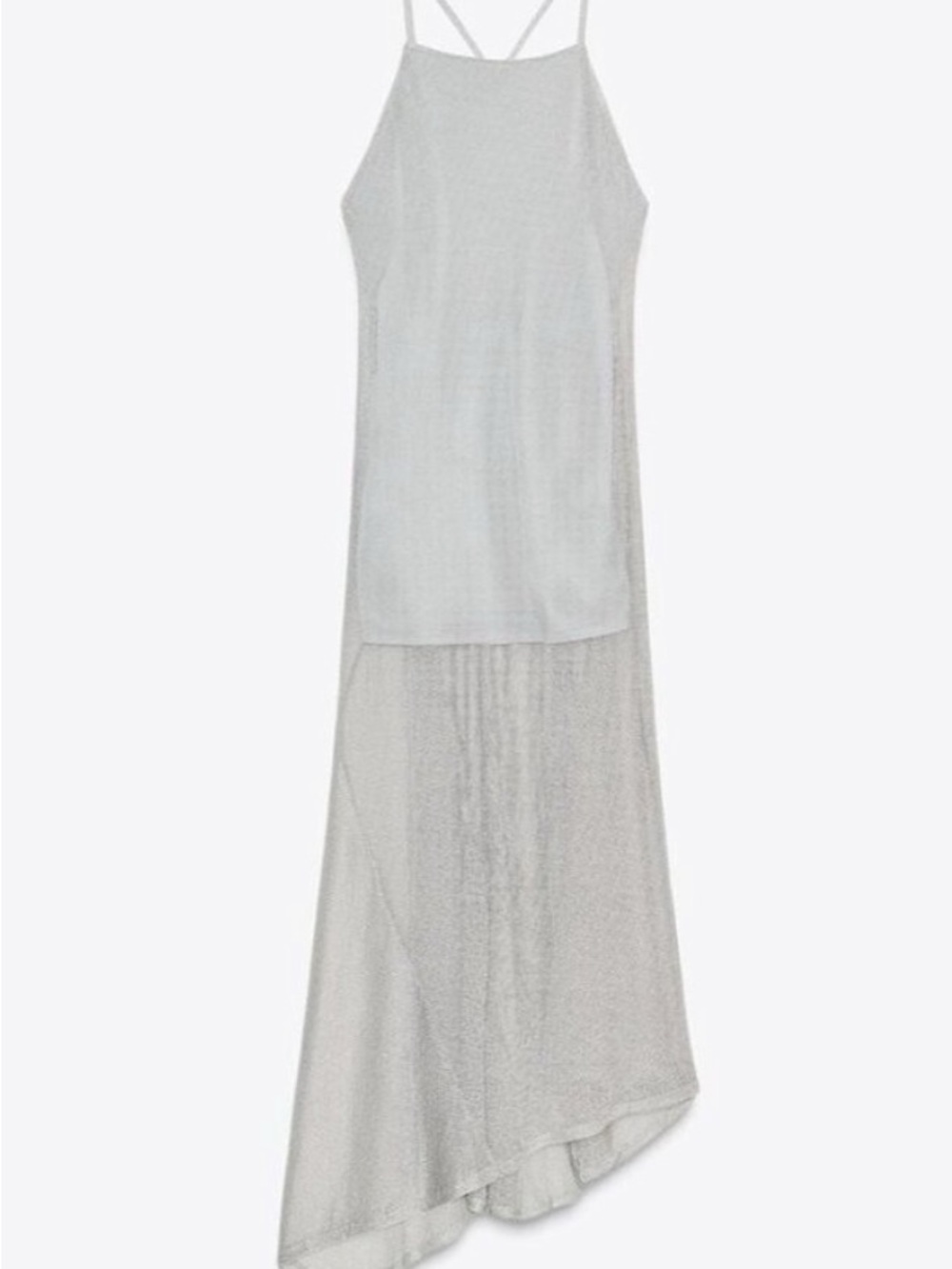 Zara Silver Sheer Layered Slip Dress